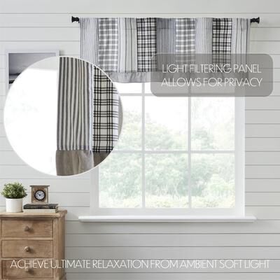 VHC Brands Sawyer Mill Black Short Panel with Attached Valance Set 63x36 - M
