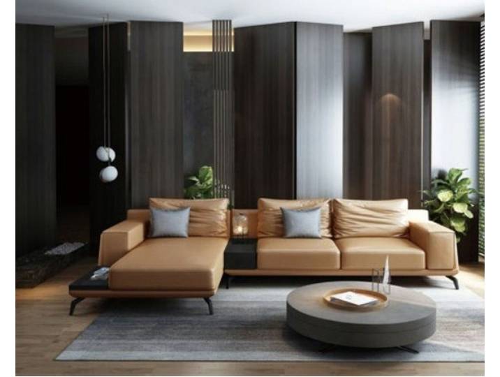 JVmoebel Ecksofa Beige Design Couch aus Nappaleder mit Polyätherschaum-Polsterung, Made in Europa