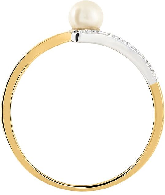 Bague Cleor En Or 375/1000 Jaune Et Perle De Culture Blanche Femme