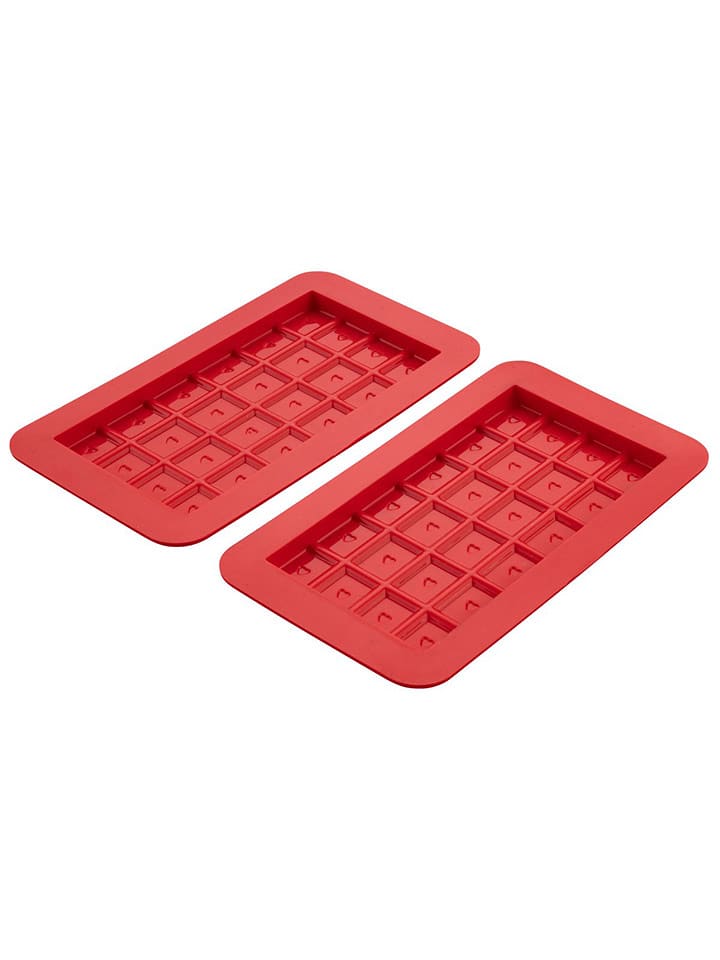 Dr. Oetker 2er-Set: Silikon-Schokoladenformen "Süße Tafeln" in Rot - 2 x 2 Stück - onesize