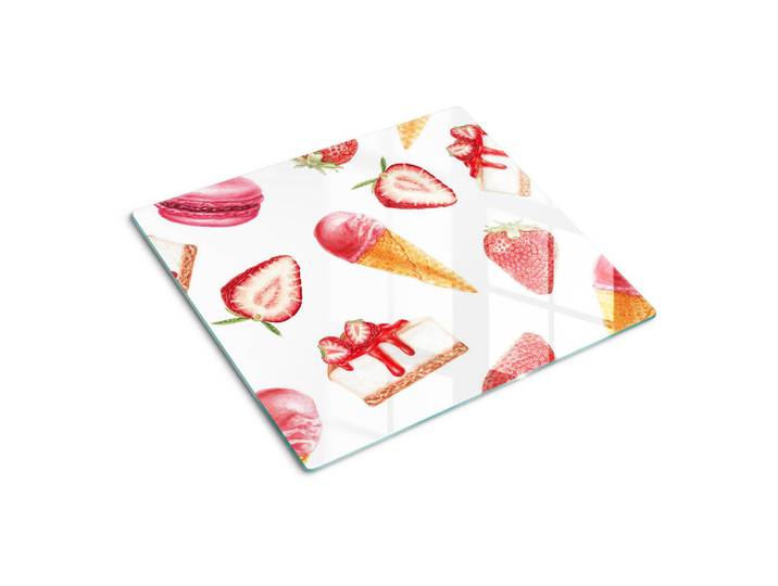 Tulup Glasplatte 60x52 cm Nachtisch, Rot, Glas, 60x0.4x52 cm, Küchen, Küchenelektrogeräte, Herde, Herdabdeckplatten