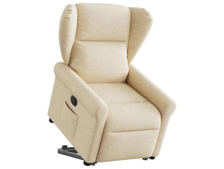 WHOPBXGAD Elektrisch Bequem Aufstehhilfe Relaxsessel Creme Elektrischer Relaxsessel mit Aufstehhilfe Creme Stoff, TV-Sessel mit Liegefunktion und Seitentasche, 135 Grad Neigung, bis