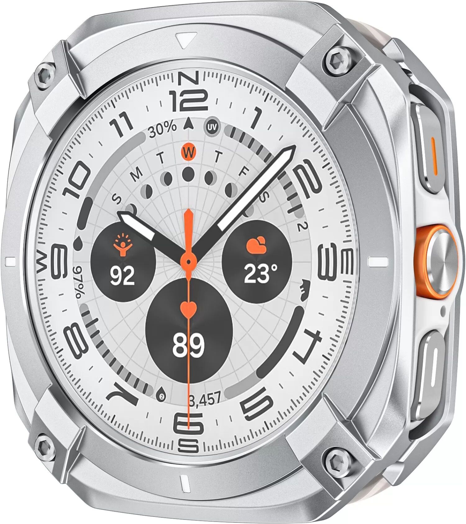 INF Cyber Metall Schutzhülle kompatibel mit Samsung Galaxy Watch7 Ultra - Robuster Schutz aus Zinklegierung und PC Silber