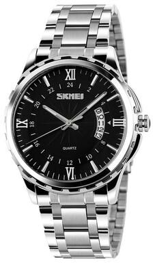 Inspired Deals Waterproof Quartz Watch For Men With Luminous Dial & Stainless Steel Strap black