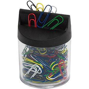 Wedo Büroklammerspender 2705199, magnetisch, 125 farbige Klammern, transparent