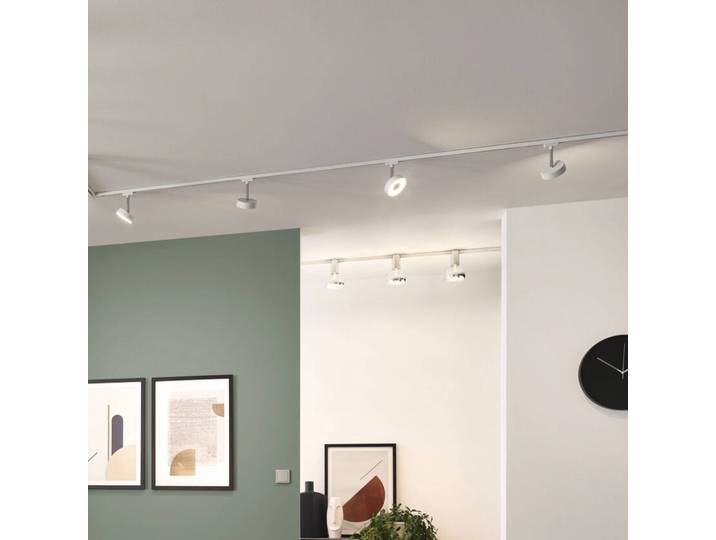Paulmann URail LED-Spot Circle, dimmbar, 4.000K, signalweiß dimmbar, weiß / opal, für Wohn- / Esszimmer, Metall, Modern