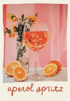 Uplift Essentials Mediterranean Aperitivo Wall Art Aperol Spritz, Negroni & Wine Cocktail Posters Modern Sardine & Pizza Kitchen Decor style 2 20x28 In