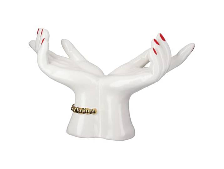 Gilde Objet de décoration Hands - Céramique - Hauteur 22 cm x Largeur 36 cm - Motif Main - Émaillé - Blanc - Murs décoratifs