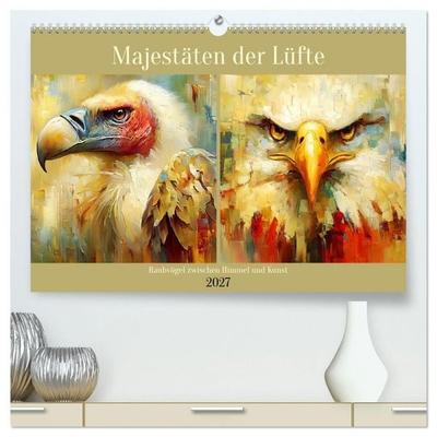 Majestäten der Lüfte. Raubvögel zwischen Himmel und Kunst (hochwertiger Premium Wandkalender 2027 DIN A2 quer), Kunstdruck in Hochglanz