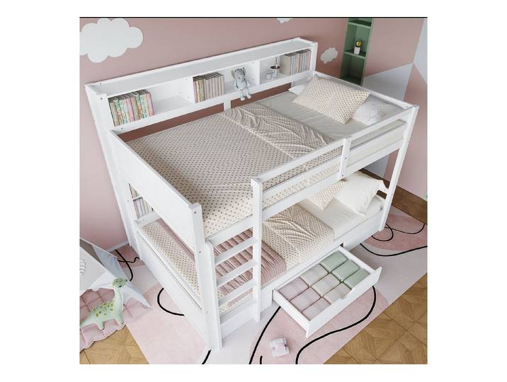 STILVORA Etagenbett mit Schubladen,90x200 Kinderbett Jugendbett mit Staufächern&Lattenrost (Packung, 1-St., zwei Bett), Mit Sicherheitsgeländer