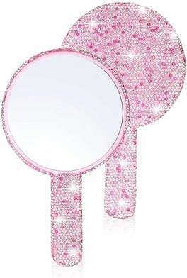 Inspire Essentials Diamond Handle Handheld Makeup Mirror Luxury Beauty Vanity Mirror For Salon And Travel c