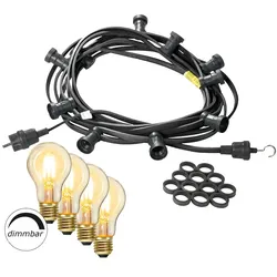SATISFIRE Illu- Party Garten Außenlichterkette 40m schwarz 40x dimmbare Glühbirne