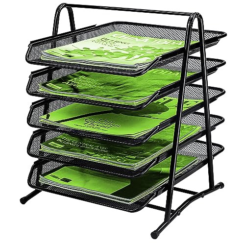 5-laags metalen mesh brievenbak en documentenorganizer voor kantoor en thuis
