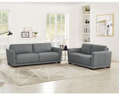 Hydeline USA Hydeline Mary Top Grain Leather Sofa and Loveseat Set with Memory Foam and Springs