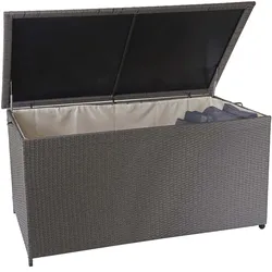 Poly-Rattan Kissenbox MCW-D88, Gartentruhe Auflagenbox Truhe ~ Premium grau, 80x160x94cm 950l