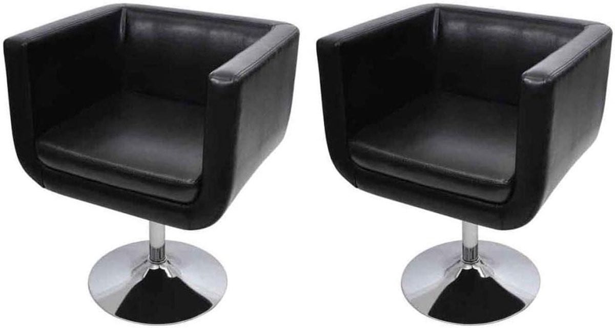 Draaibare Fauteuil Lounge Stoel Club Chair Zwart in Hoogte Verstelbaar 68-80 cm