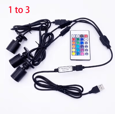 Inspire Picks RGB LED Mini Spotlight USB 5V Dimmable 1W 3W Showcase & Cabinet Light With Remote Control rgb 1to3 usb 5v 3w black Shell