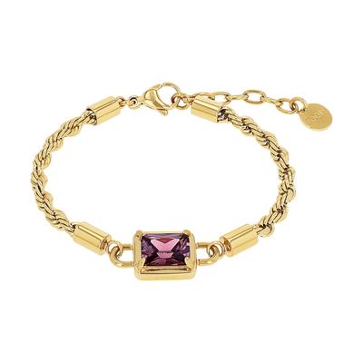 Armband JOOP "Schmuck, Geschenk", rosa (gelbgoldfarben, lila, lila), Armbänder, Damen, 20cm, Edelstahl, Armband, mit Zirkonia (synth.)