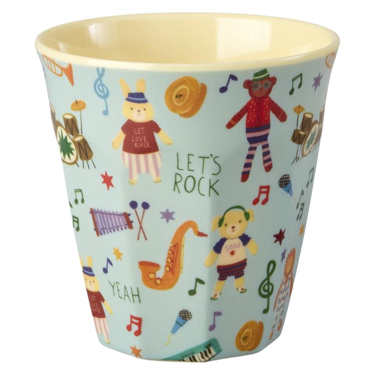 Rice - Melamine Cup with Blue Music Band Print - Blue - Medium (5708315281446)