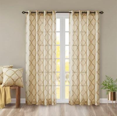 Madison Park Westmont Fretwork Print Grommet Top Window Single Curtain Panel