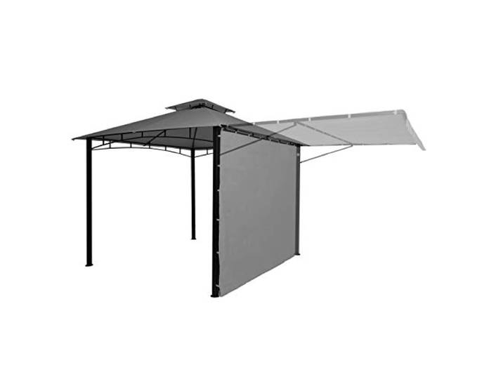 Mendler Pergola HWC-F94 Stahl bewegliche Seitenwand 2,5x2,5m - grau