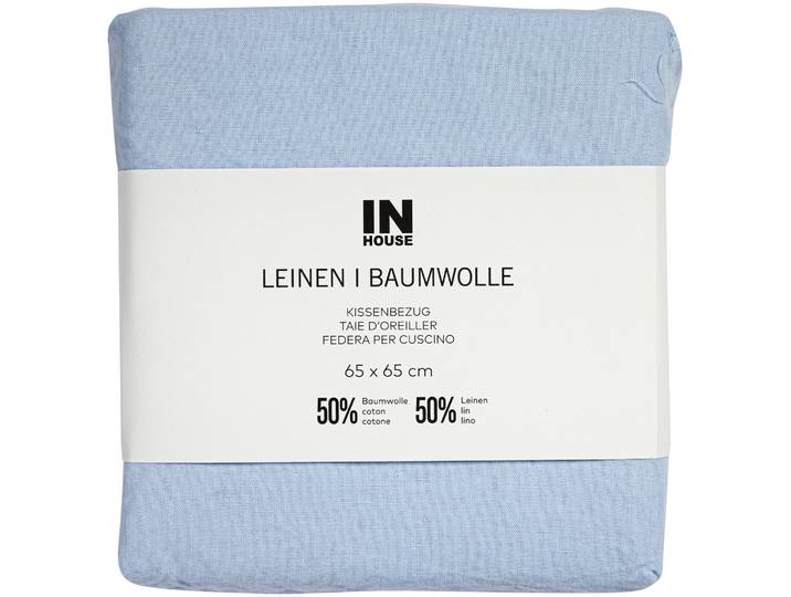 Inhouse Kissen Leinen Fifty-Fifty hellblau 65x65