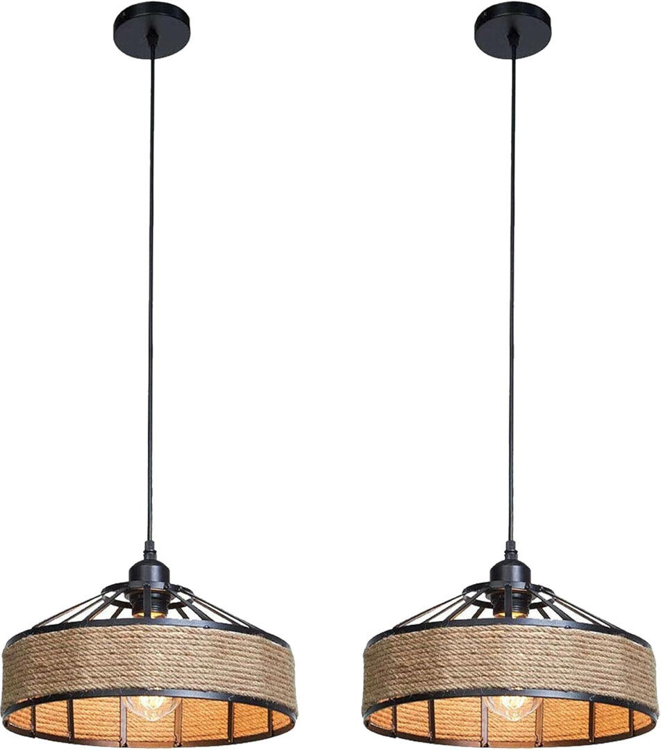 Brambly Cottage 2 - Light Pendant Black;Hemp 40cm