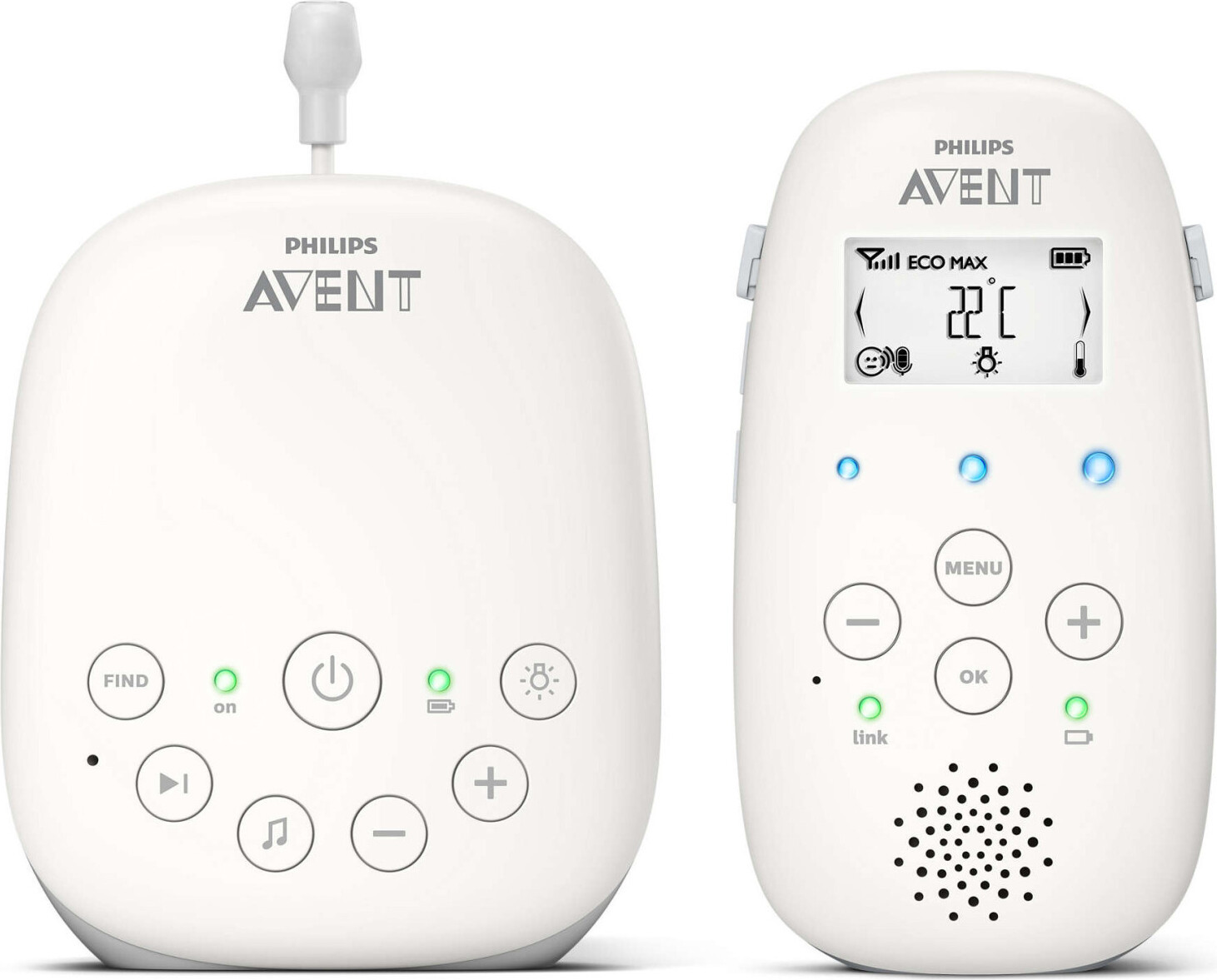 Philips AVENT SCD713/26 Babyfoon met LCD-scherm, Grijs/Wit