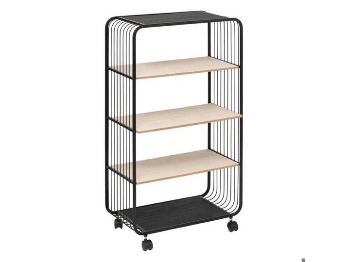 Étagère 4 niveaux en métal et bois noir