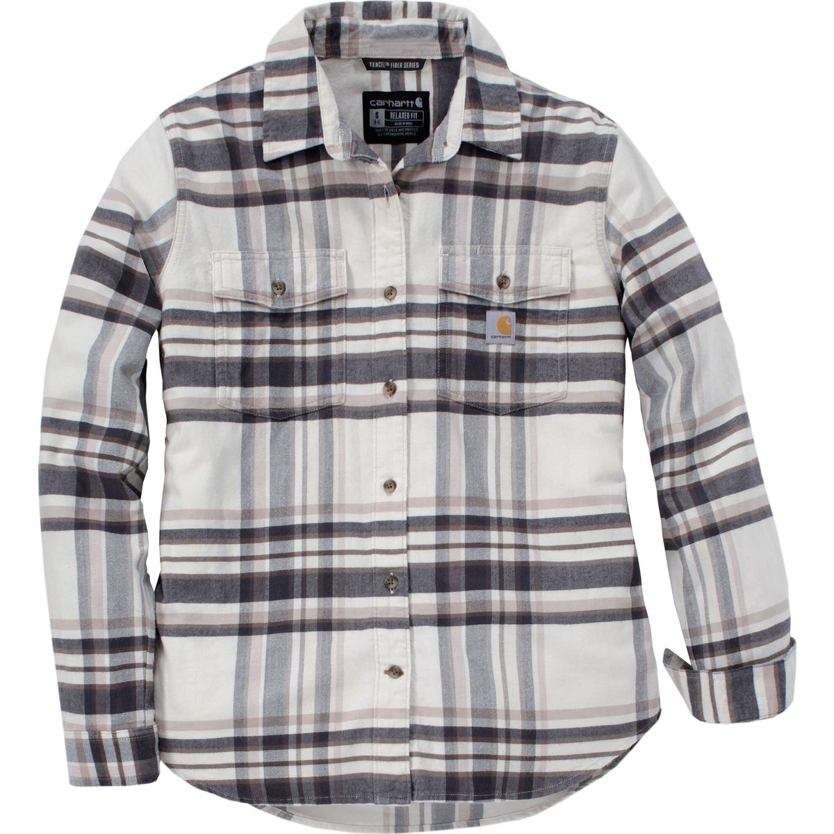 Carhartt Tencel Fiber Series Relaxed Fit Long-sleeve Flannel Shirt chalk (A35) XS REG 107135-A35XSREG