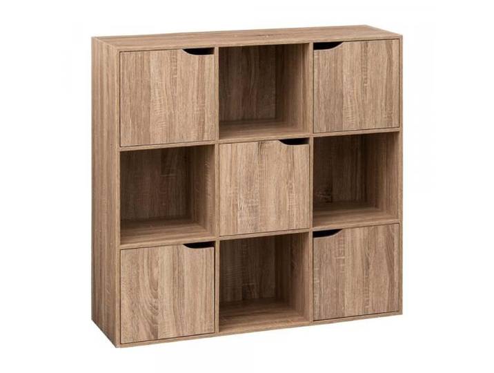 Bibliothèque - Eazy Living - Aris - Blanc - 9 compartiments - Design chic en bois aggloméré