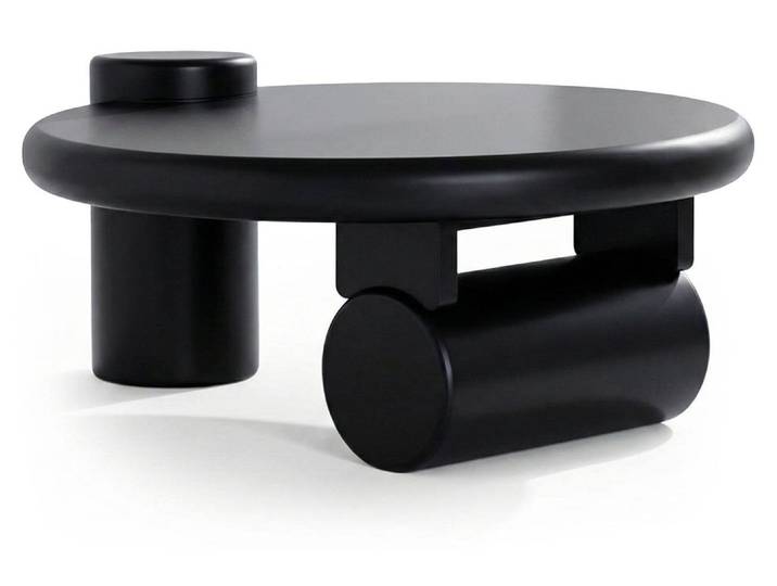 MENZZO Table basse ronde asymétrique 100cm Yang Noir