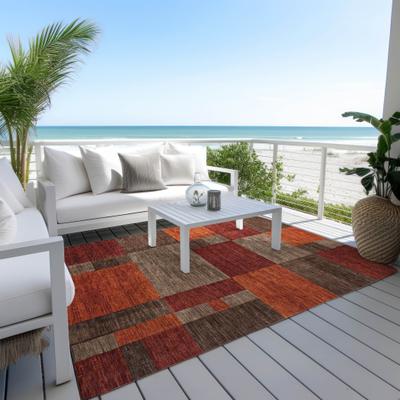 Addison Rugs Machine Washable Indoor/ Outdoor Geo Blocks Chantille Rug