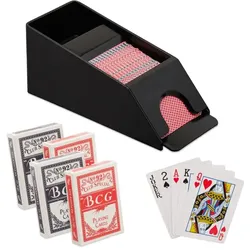 Relaxdays Kartenschlitten mit 4 Decks Schwarz