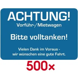 EICHNER 2 Rollen je 250 Kundendienst-Aufkleber »Bitte volltanken« blau, 6x4 cm