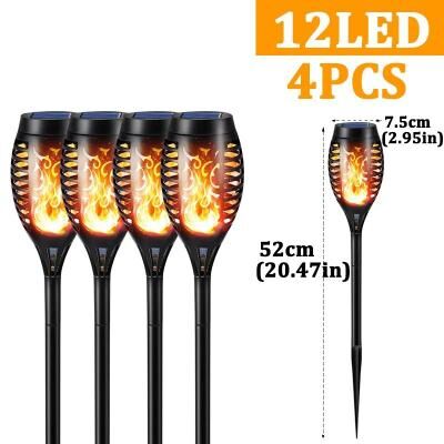 Uplifted Goods Solar Flickering Flame Torch Lights For Garden And Patio 4pcs12led