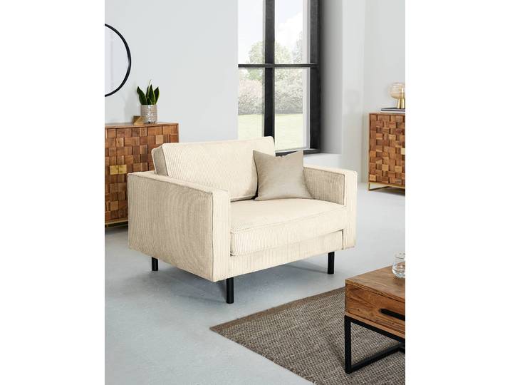 XL Sessel Beige/Beige Cordstoff Poppy 117 x 81 x 96cm