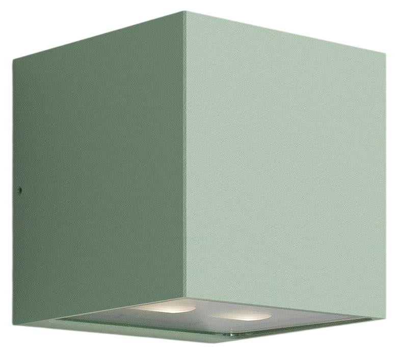 Zafferano Asymmetrische Buitenwandlamp Forward Saliegroen Aluminium met LED en IP54 Bescherming