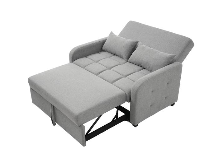 Canapé-lit Pliant Multifonction Gris En Tissu Avec Dossier Réglable