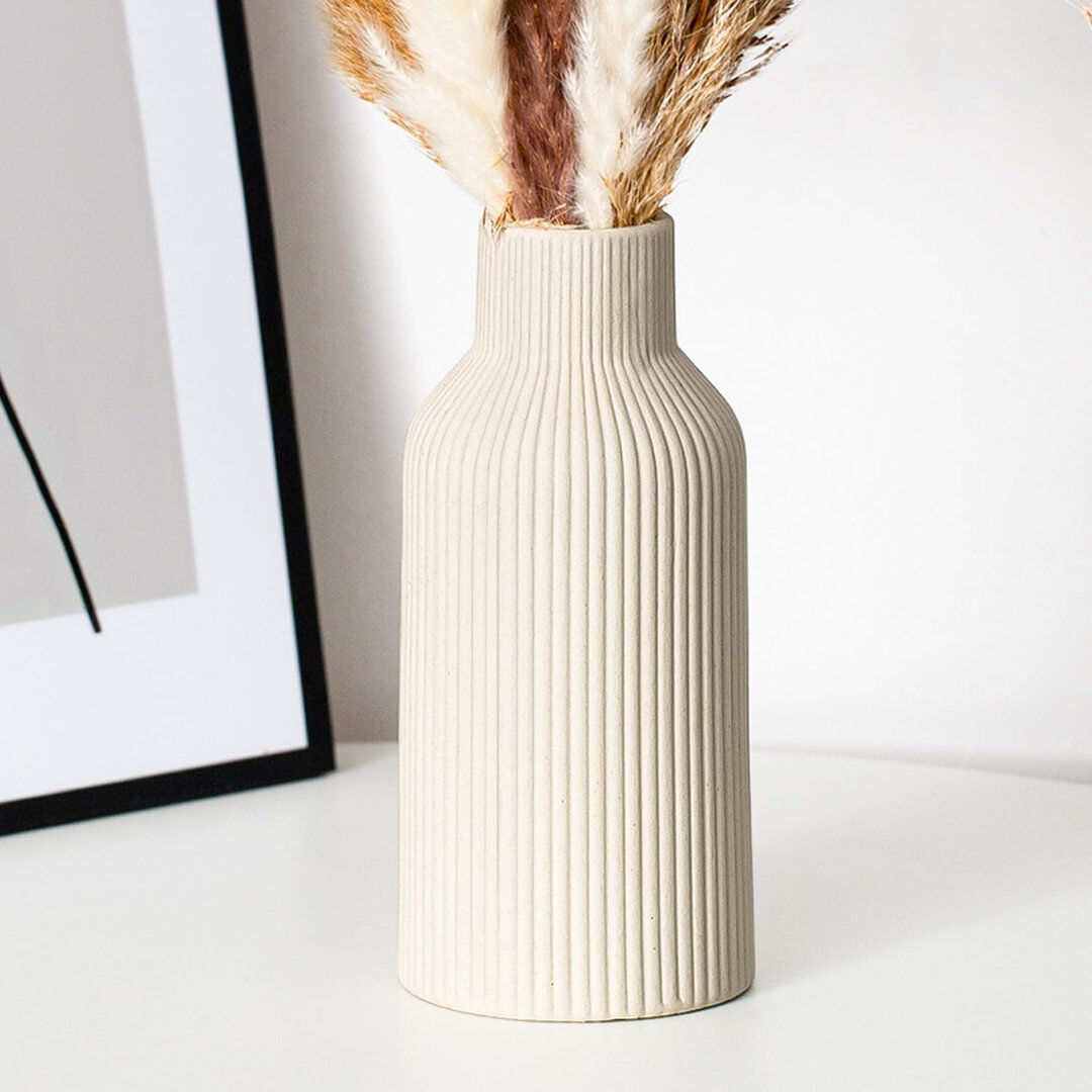 Metro Table Vase 1 Beige 20cm H X 8.6cm W X 5cm D