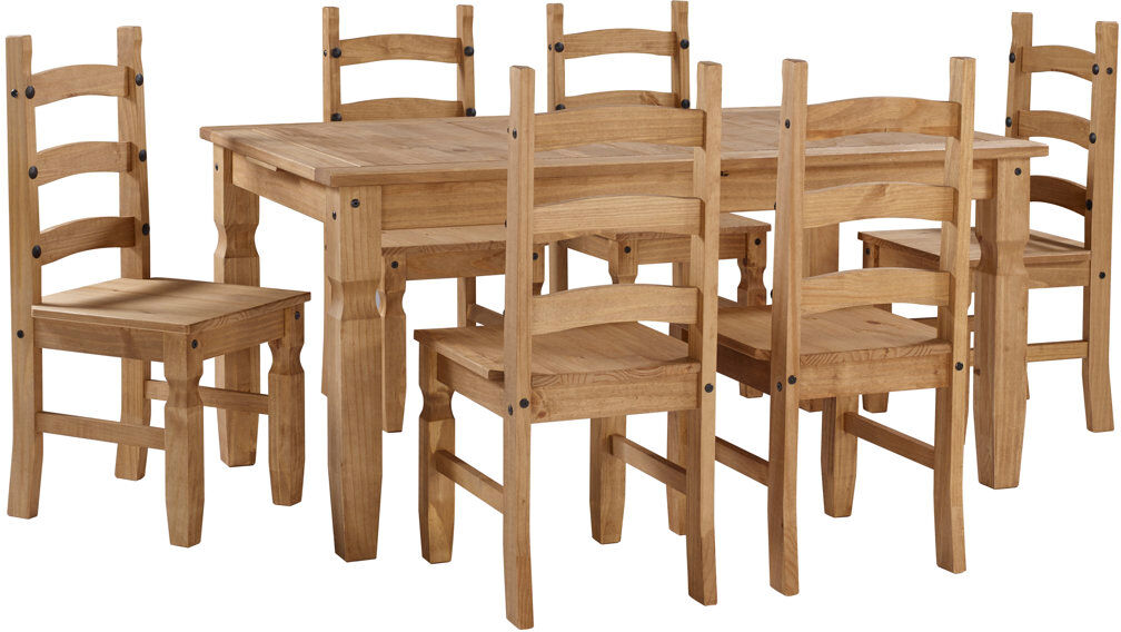 Brambly Cottage Bridewell 6 - Person Extendable Pine Solid Wood Dining Set Antique Wax 6