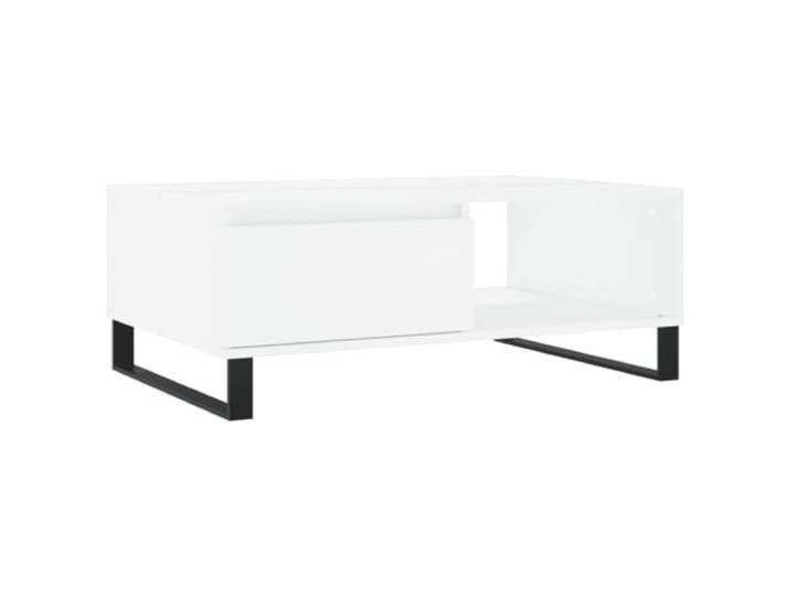 fsahslih Couchtisch Weiß 90x60x35 cm Wohnzimmertisch mit Eisengestell Zwei offene Fächer bieten praktischen Stauraum im Wohnzimmer, pflegeleichte Oberfläche aus Holzwerkstoff.