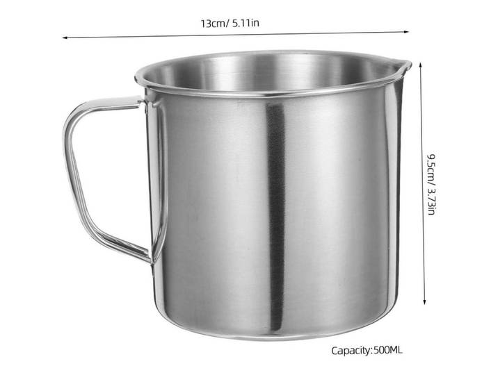 Messbecher Edelstahl 500ml mit Deckel und Skala, Silberfarben, Metall, Backen & Backzubehör, Messbecher