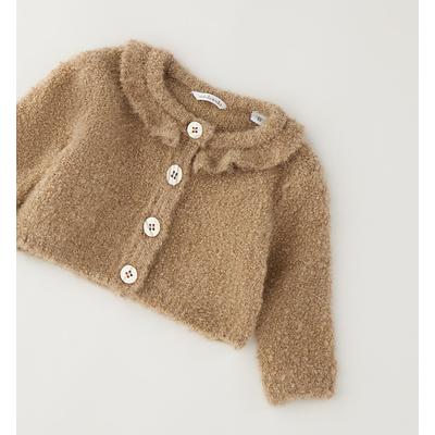 Cardigan MINIBANDA "BABY GIRL KNITWEAR", Mädchen, Gr. 68, beige (turtle), 77% Polyester, 22% Polyamid, 1% Elastan, Strickjacken