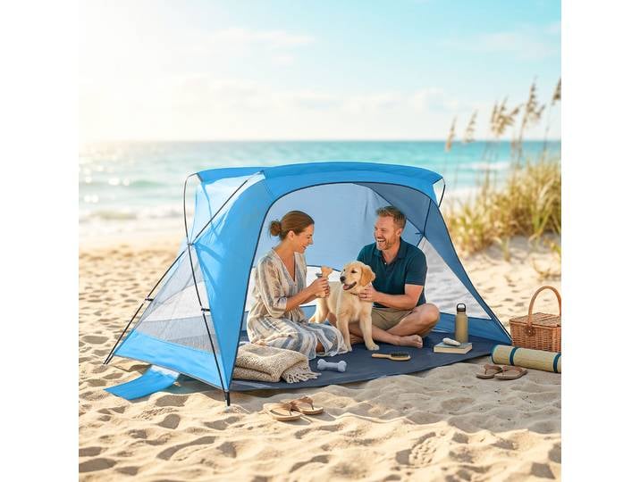 Outsunny Tente Plage Pop-Up 2-3P UV30+ Portable avec Fenêtre