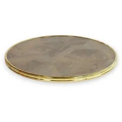 Runder MARCEAU-Tischplatte 60x60 cm - WOODY - Messingumrandung - Bistromania