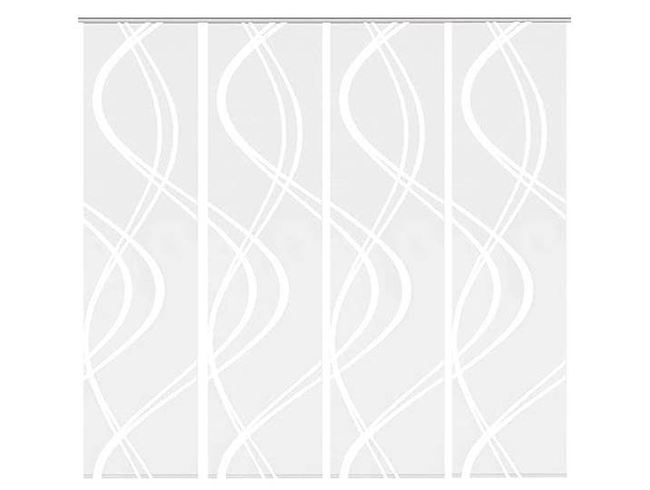 Home Fashion Schiebevorhang TIBERIO aus Dekostoff und Voile mit Scherli 245 x 60 cm, Farbe:wollweiß, Größe:245 x 60 cm, Anzahl:4er Set (4X Voile)