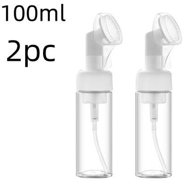 Multisell Products Hub Facial Cleanser Soap Foaming Bottle, Plastic Mousse Pump Dispenser With Silicone Brush Head, Refillable Shampoo Bottle 2pc