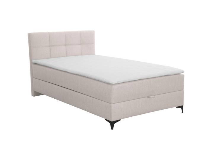 Livetastic Polsterbett, Beige, Metall, Höhe ca. 22 cm, 100x200 cm, gepolstertes Kopfteil, Schlafzimmer, Betten, Polsterbetten