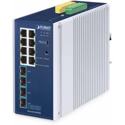 PLANET IP30 Industrial L2/L4 8-Port Managed L2/L4 Gigabit Ethernet (10/100/1000) Aluminium, Blau